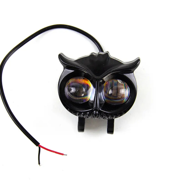 Universal Motorcycle LED Headlight Owl Shape Projector Lens Dual Color Auxiliary Spotlight Lamp for ATV Scooter Cafe, product view 01
