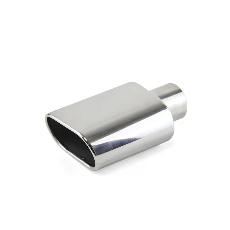 Universal Oval Outlet Exhaust Tip 9 Inch Length Polished Silver Stainless Muffler Downpipe, product view 02