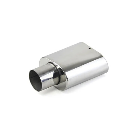 Universal Oval Outlet Exhaust Tip 9 Inch Length Polished Silver Stainless Muffler Downpipe, product view 03