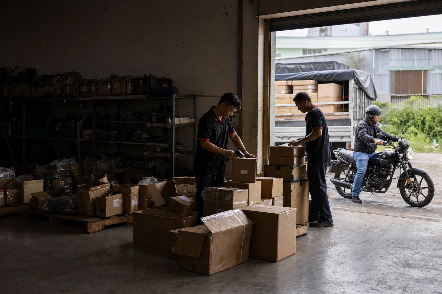 Global motorcycle parts catalog and wholesale warehouse operation