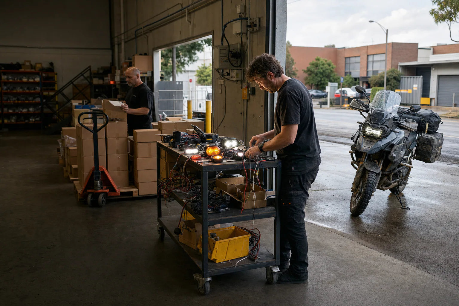 Australia and New Zealand motorcycle parts catalog selection at a wholesale warehouse in Adelaide