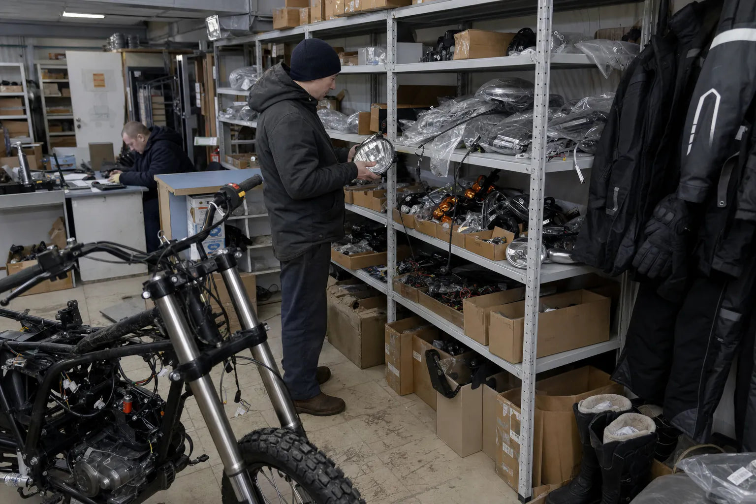 Russia motorcycle parts assortment prepared for a distributor in Yekaterinburg