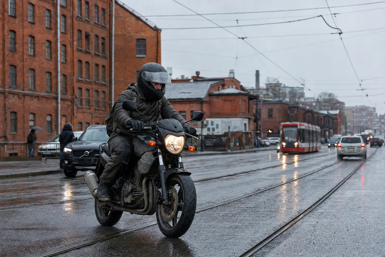 Russia motorcycle parts used by an everyday rider in Saint Petersburg