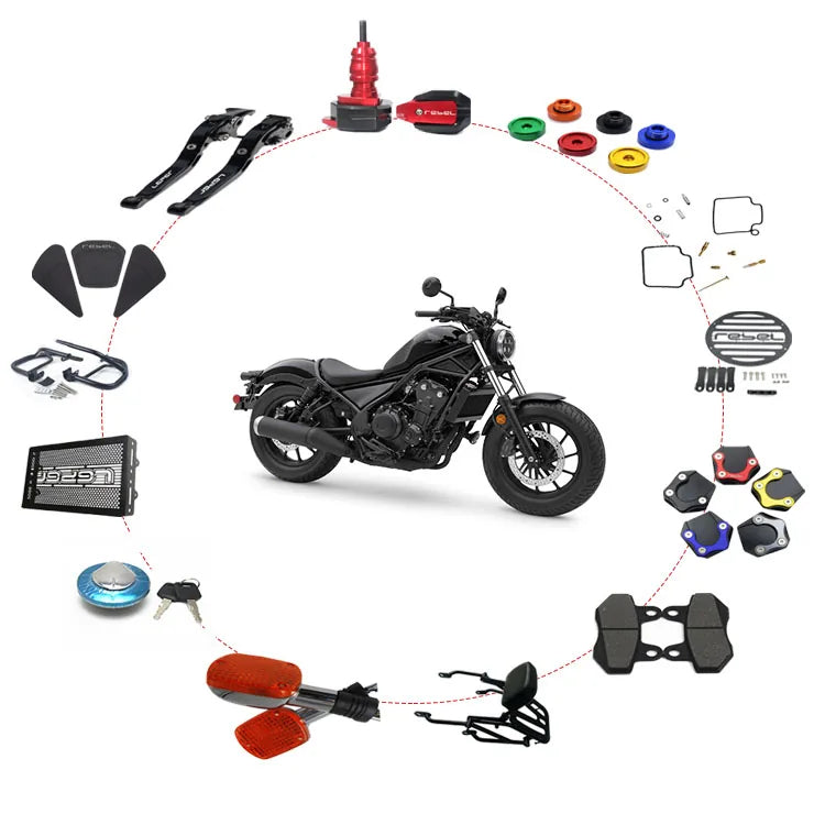 Honda Rebel with motorcycle parts